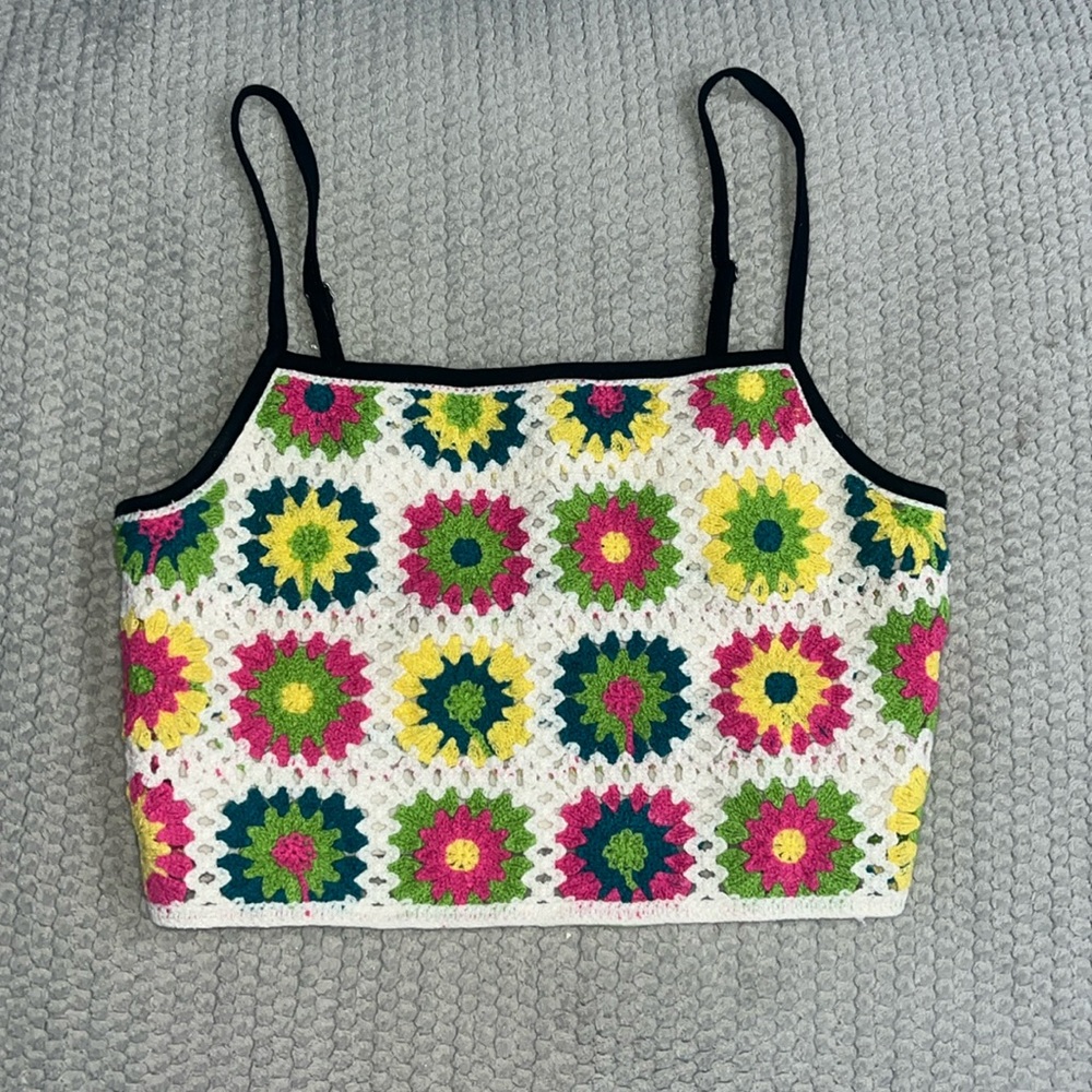 Crochet Multi-color Crop Top